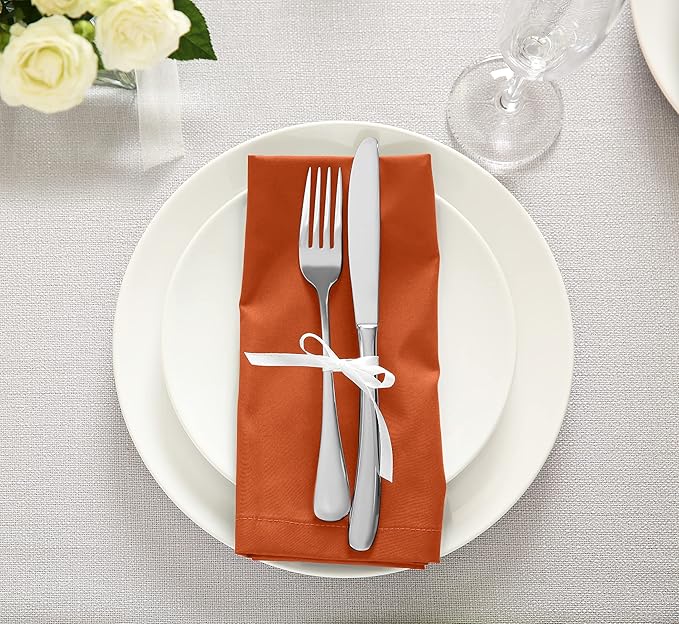 Utopia Kitchen Orange Cloth Napkins [12 Pack, 18x18 Inch] Absorbent Cotton Blend Washable and Reusable for Halloween, Thanksgiving, Dinner, Restaurant, Lunch, Wedding and Hotel