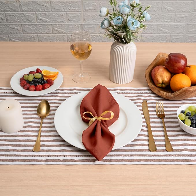Blue Needles Solid Cloth Napkins Set of 12 Rust 100% Cotton Dinner Napkins 18x18 inches - Soft, Reusable, Absorbent & Washable Linen, Ideal for Wedding Events Farmhouse Parties Hotel & Everyday Use