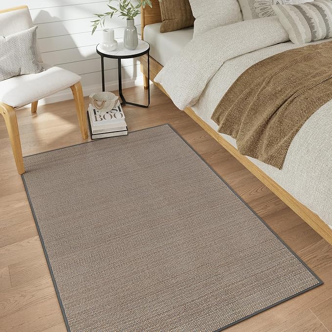 Lahome Noe Farmhouse Entry Rug, 3x5 Washable Rugs for Living Room Bedroom Aesthetic Indoor Door Mats for Entryway, Neutral Non Slip Stain Resistant Floor Carpet for Dorm Bathroom, Grey