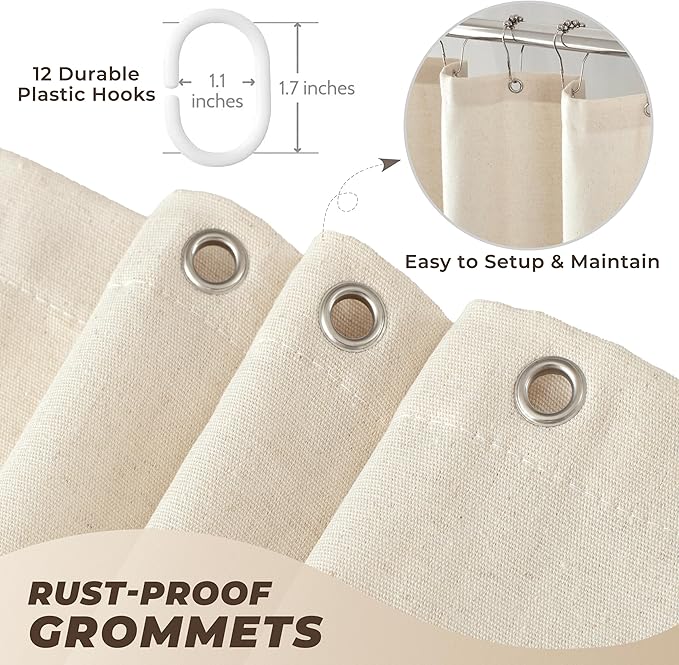 Linen Shower Curtain Boho Beige Shower Curtains for Bathroom 72 x 72 Inch Cloth Shower Curtain with Luxury Tassels Neutral Farmhouse Bath Decor Medieval Vintage Bath Curtains