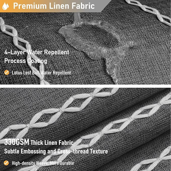 BTTN Stall Fabric Shower Curtain - 54x78 Boho Striped Linen Heavy Duty Tassel Shower Curtain Set with 10 Hook, Narrow Rustic Modern Farmhouse Bohemian Cloth Shower Curtain for Bathroom - Charcoal Grey