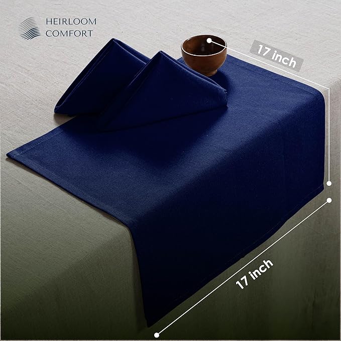 Indigo Blue Cloth Napkins 17"x17" - Set of 6 - Soft, Absorbent, Durable, Reusable, Washable 100% Cotton - Perfect Table Linen for Spring, Summer, Easter, Weddings, Everyday Dining