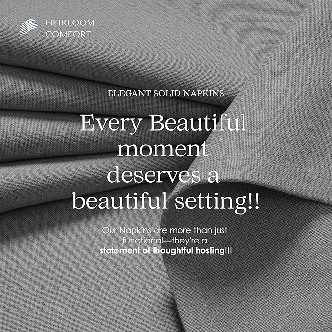 Ash Grey Cloth Napkins 17x17 Inches - Set of 6-100% Cotton, Soft, Absorbent, Durable, Reusable, Washable - Perfect Table Linen for Weddings, Easter, Spring, Formal Events, Dinner