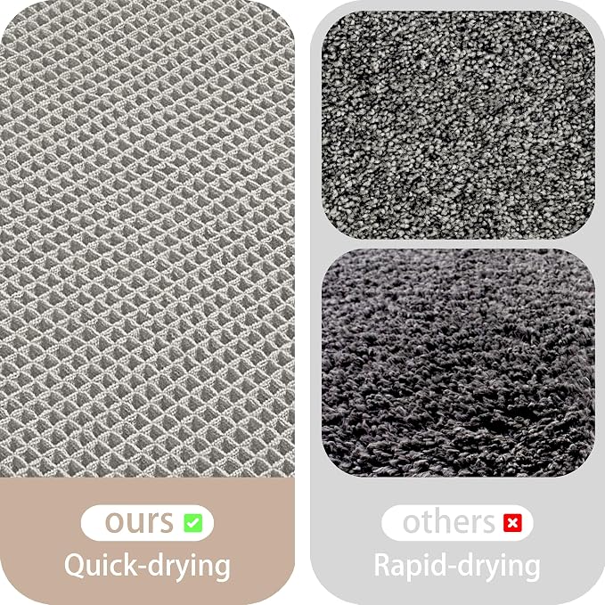 Waffle Bath Mat Non Slip, Boho Bathroom Rug, Super Absorbent Quick Dry Bathroom Mat, Soft Farmhouse Bath Rug with Tassels, Small Washable Shower Mats for Floor 20"x32", Light Grey