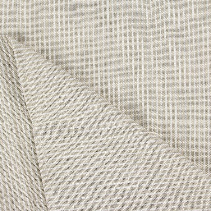 Narrow Striped Cotton Linen Blended Dinner Cloth Napkins - Set of 12 (40 x 30 cm) - for Events & Home Use (Beige)