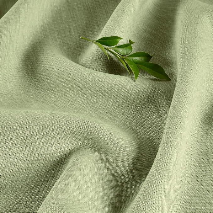 Solino Home Linen Tablecloth 54 x 72 Inch - 100% Pure Linen Chambray Olive Table Cloth for Rectangular Tables - Athena, Machine Washable Cloth Tablecloth for Summer
