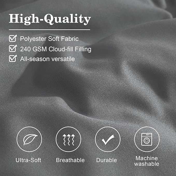 Monbix California King Size Comforter Set - 7 Pieces Bed in a Bag California King, Grey Bedding Sets with Comforter, All Seasons Comforter Bed Set with Sheets, Pillowcases & Shams