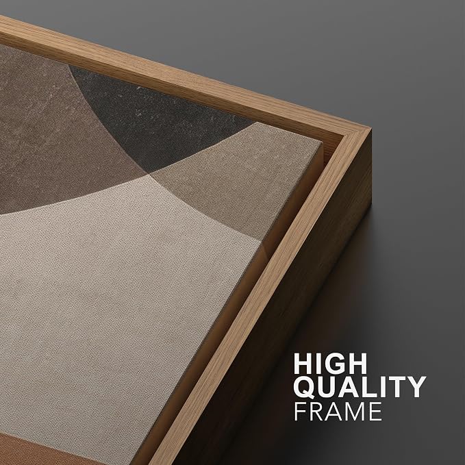 SIGNWIN Framed Canvas Print Wall Art Set Earth Tone Abstract Geometric Shapes Illustrations Graffiti & Street Art Modern Art for Living Room, Bedroom, Office - 16"x24"x2 NATURAL