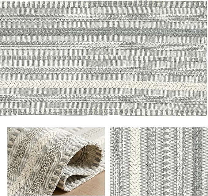 Artoid Mode Dark Grey Farmhouse Woven Table Runner, Seasonal Holiday Rustic Kitchen Dining Table Decoration for Home Party Decor 12x60 Inch