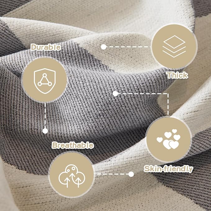 MEETSKY Couch Cover Loverseat Sofa Covers Protector, Sofa Throw Cover Washable Sofa Slipcovers, Thick Soft Fabric Chenille Jacquard Modern Style for Living Room, 71" x 102", Grey Checkerboard