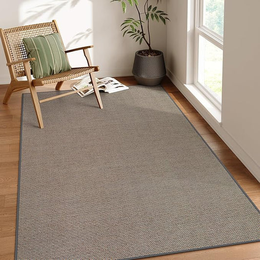 Lahome Noe Farmhouse Living Room Rug, 5x8 Washable Rugs for Bedroom Aesthetic Neutral Large Carpet, Grey Dining Room Non Slip Stain Resistant Floor Carpet for Office Entryway