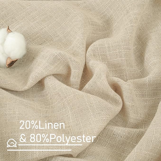 LAMIT Linen Sheer Curtains 96 Inches Long 2 Panels Set, Light Filtering Vertical Panels Bronze Grommet Floor to Ceiling Curtains for Living Room/Sliding Glass Door/Bedroom, Linen, 52 x 96 Inch