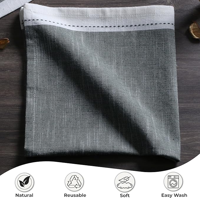 Palisa Cotton Cloth Dinner Napkins Set of 4 Contrast Boarder Napkin for Dinning Table Linen Decor Everyday Party Use Wedding Reception Farmhouse 18x18 Inch – Dark Olive