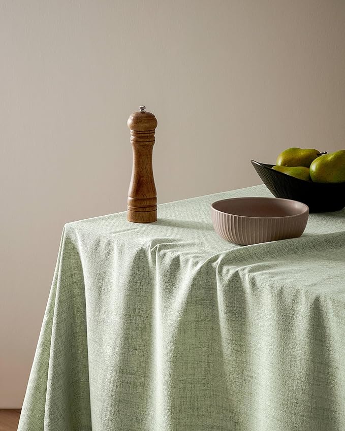 Linen Tablecloth for Rectangle Table 60x120 Inch Green, Farmhouse Style Sage Green Tablecloth, Water Resistant Burlap Tablecloths for Dining Table Farmhouse Kitchen
