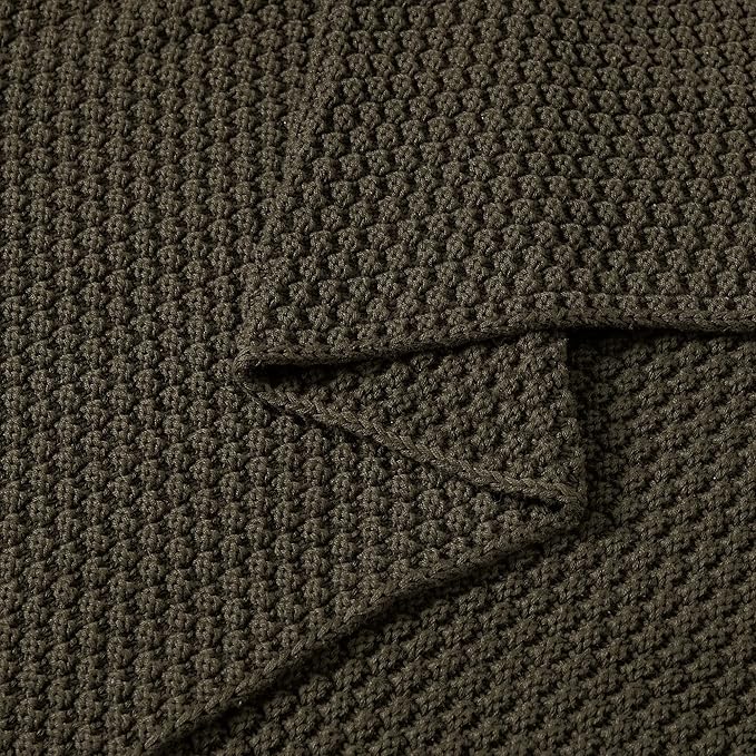 Longhui bedding 100% Cotton Knitted Throw Blanket – Dark Brown, Soft & Cozy, Machine Washable, 60"x80" – Perfect for Living Room, Couch, Sofa, Bed or Travel