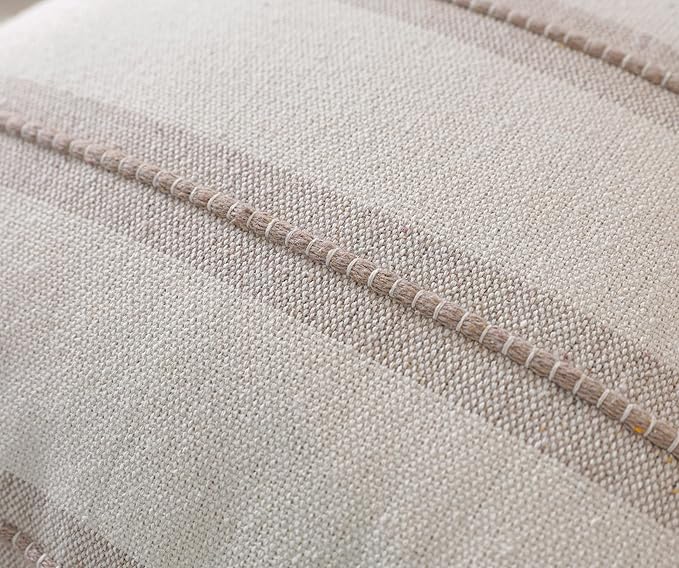 Cethom Boho Throw Pillow Covers 12x20 Set of 2, Taupe Striped Decorative Pillow Cases for Couch Chair Bed, Textured Farmhouse Modern Accent Cushion Covers for Living Room Bedroom Sofa Home Decor