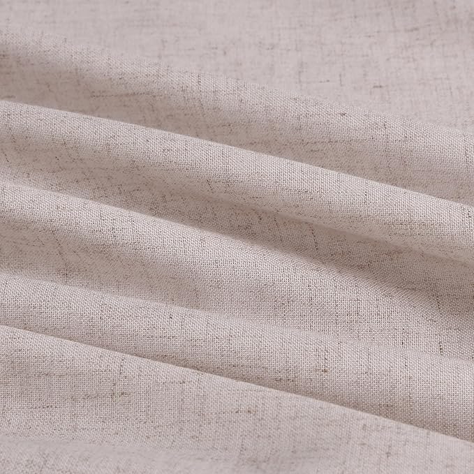 Natural White Linen Pinch Pleated Semi Sheer Curtains 90 Inches Long for Living Room Bedroom Light Filtering Natural Textured Burlap Drapes 90 Length Hooks Rings Back Tab for Sliding Door 2 Panels