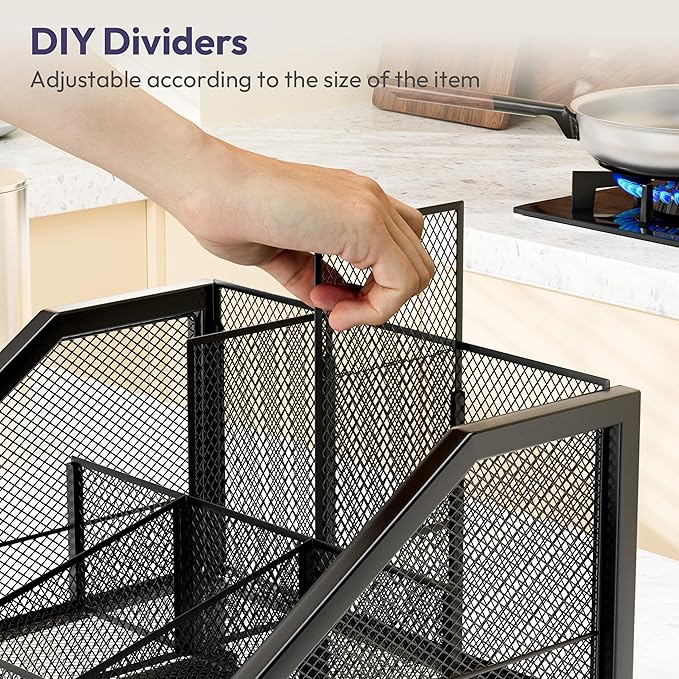 SWTYMIKI Coffee Bar Organizer for Countertop – Space-Saving Kcup Organizer with Tiered Shelves, Countertop Coffee Station for Pods, Sugar, Syrup, Cups, Stirrers, Mesh Condiment Storage