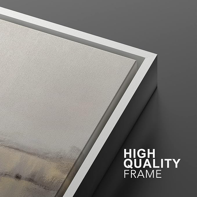 SIGNWIN Framed Canvas Print Wall Art Set Grunge Duotone Tan Landscape Abstract Shapes Illustration Modern Art Decorative Nordic Chic Relax/Zen for Living Room, Bedroom, Office - 16"x24"x2 White