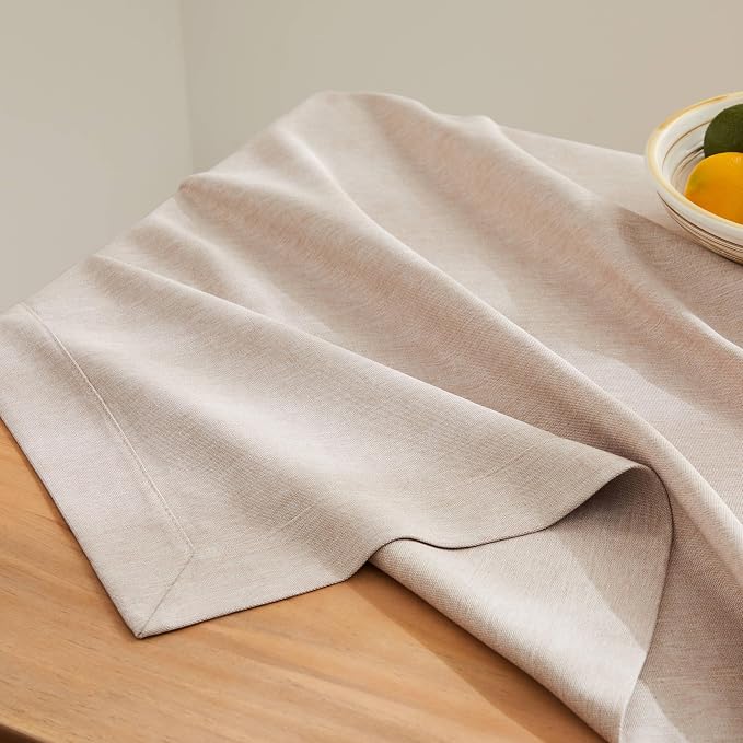 ZeeMart Basic Linen Textured Table Cloth, 52 x 52 Inch Light Tan, Farmhouse Style Neutral Square Tablecloth, Wrinkle Resistant Washable Heavy Weight TableCloths