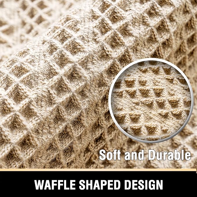 H.VERSAILTEX Waffle Bath Runner Rug Long Bath Mat Super Absorbent Boho Bath Rugs Non Slip Bath Runner for Bathroom Floor Machine Washable Dry Fast Bathroom Rugs with Tassels, 24" x 60", Vanilla