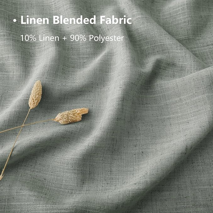 Linen Blended Sheer Curtains & Drapes - 84 Inches 2 Panels Set | Light Filtering & Semi-Sheer Privacy Protection, Grommet Top, Fits Living Room and Bedroom, 54 Inches Wide, Sage Green