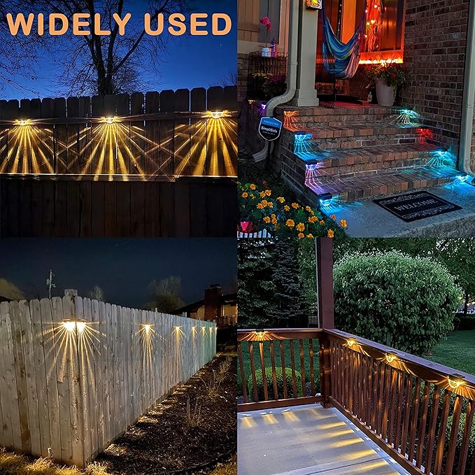 Melunar Solar Deck Lights, 6 Pack Waterproof LED Solar Step Light Outdoor, Fence Lights Solar Powered for Outside, Garden, Patio, Stairs,Yard,10 Lumens, Warm White/Color Changing Lighting