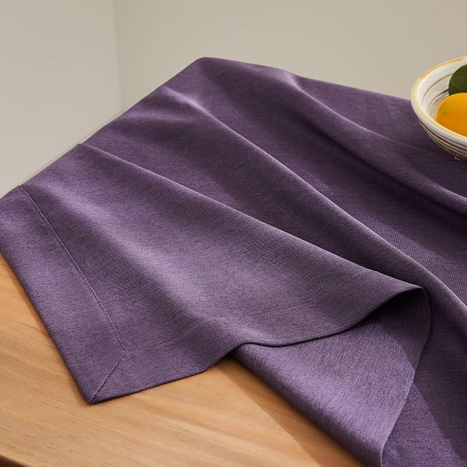 ZeeMart Basic Linen Textured Table Cloth, 52 x 52 Inch Purple, Farmhouse Style Purple Square Tablecloth, Wrinkle Resistant Washable Heavy Weight TableCloths