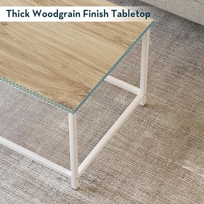 SAYGOER Coffee Table Simple Modern Coffee Tables Open Design Rectangular Minimalist Center Table for Living Room Home Office, Easy Assembly, 39.37 x 19.69 x 17.72, Beige White