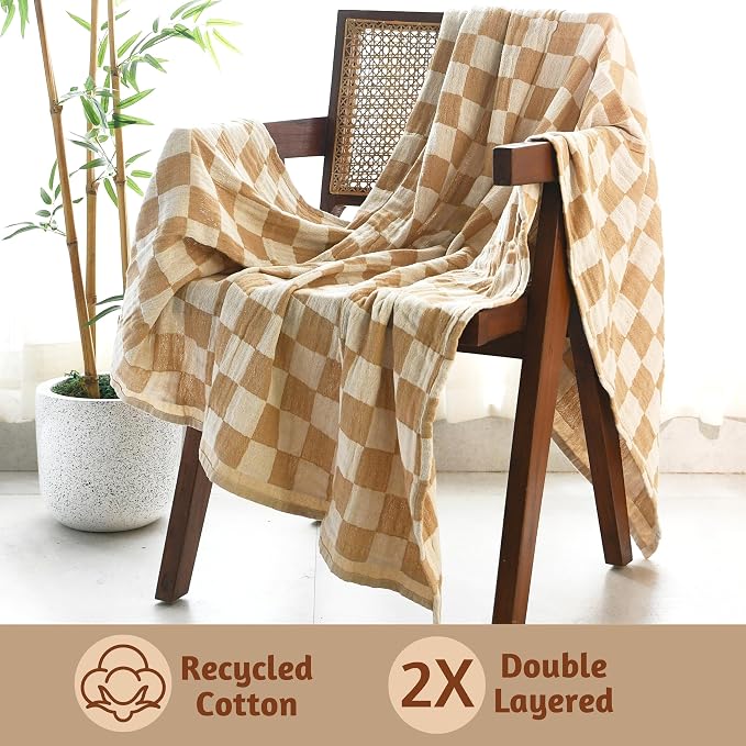 Folkulture Throw Blanket for Couch 50" x 60" |Cotton, Lightweight & Breathable Summer Blanket for Chair, Couch, Bed |Yellow Comfort Throw Blankets for Living Room, Summer Must Haves, Graduation Gifts
