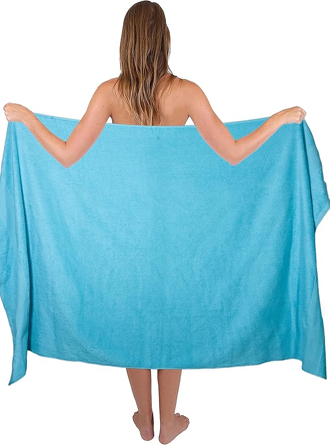Belizzi Home Premium Cotton Oversized 2 Pack Bath Sheet 35x70-100% Pure Cotton - Ideal for Everyday use - Ultra Soft & Highly Absorbent - Machine Washable - Turquoise Blue