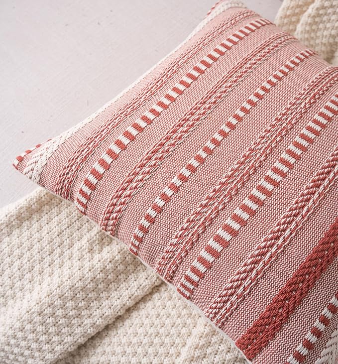 Cethom Boho Fall Throw Pillow Covers 18x18 Inch Set of 2, Farmhouse Decorative Couch Pillow Cases, Rust Accent Pillows of Bed, Sofa Bedroom Living Room Home Decor Cushion Cover