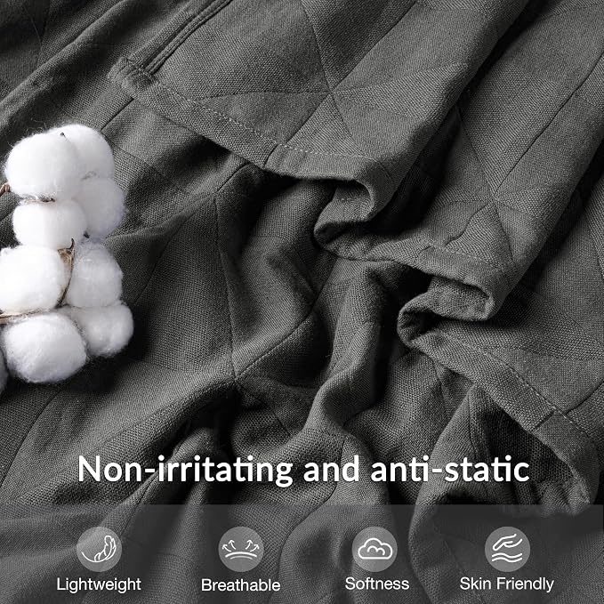 Exclusivo Mezcla 100% Cotton Muslin Blanket for Bed, King Size 4-Layer Moisture-Wicking and Breathable Ultra Soft Gauze Blanket for Spring Summer, 104"x90", Dark Grey