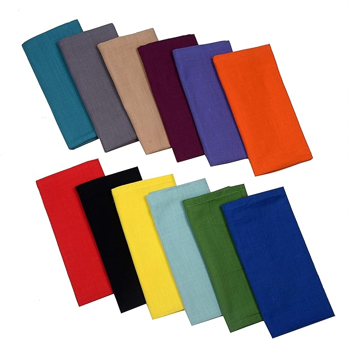 Urban Villa Cloth Napkins 100% Cotton Highly Absorbent Washable Durable Reusable Premium Dinner Napkins Ideal for Gifts for Mothers Day Hotel Farmhouse Parties - Multicolor (20" x 20", Set of 12)
