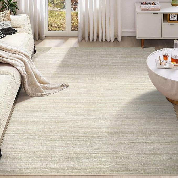 UERMEI 7x9 Washable Area Rug - Neutral Modern Abstract Living Room Rugs, Non-Slip Soft Large Indoor Floor Carpet for Bedroom Home Office & Under Dining Table Decor, Brown/Beige
