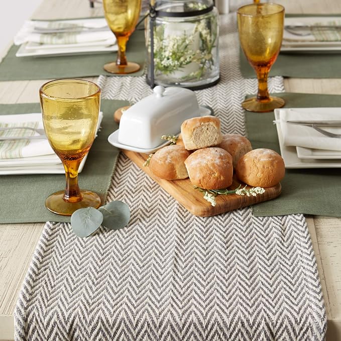DII Woven Basic Tabletop Collection Chevron Table Runner, 15x72, Gray
