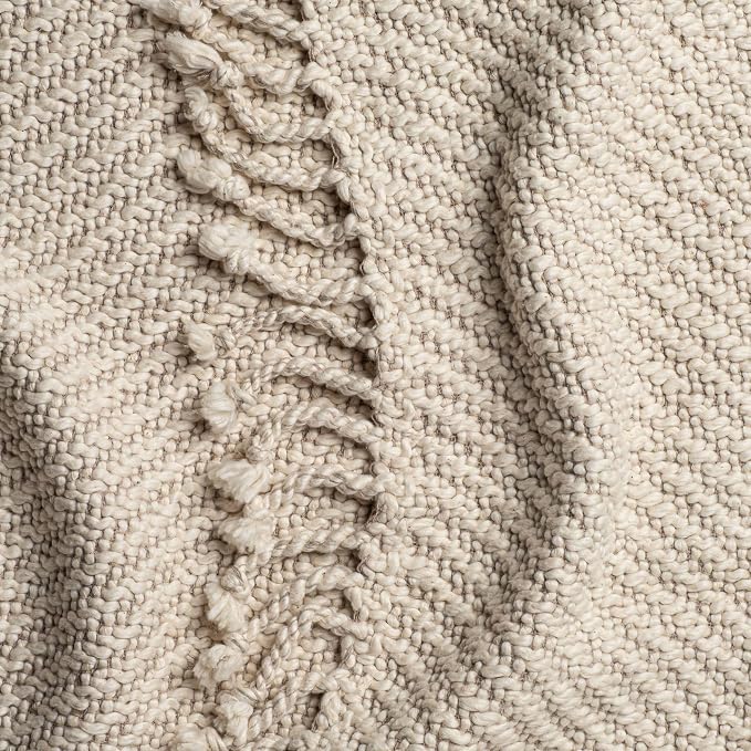 Calm Cloud Knit Throw Blanket 55x60, Soft Grey 100% Cotton Decorative Sofa and Bed Blanket, Lightweight All-Season Throw, Handwoven in India, Oeko-TEX Certified, Sofa Accent