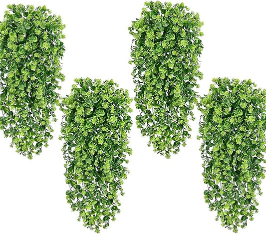 Waipfaru 8Pcs Fake Hanging Plants 3ft Fake Plants UV Resistant Fake Vines Artificial Decor for Indoor Outdoor Party Wall Porch Wedding Decoration,Light Green
