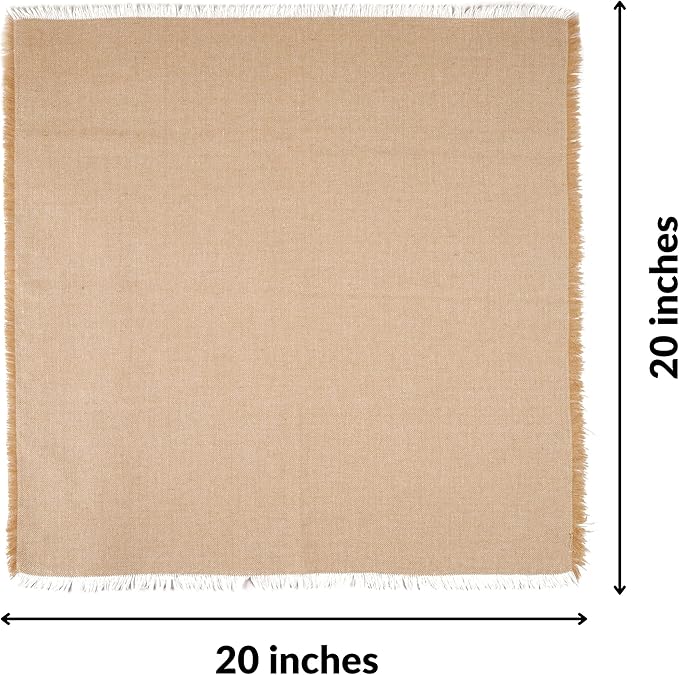 Fingercraft Cloth Napkins Cotton Set of 12 Premium Fringe Design Dinner Napkin Soft & Durable Ideal for Dining Room, Restaurant, Weddings & Events Reusable Washable Good Absorbency Ivory White