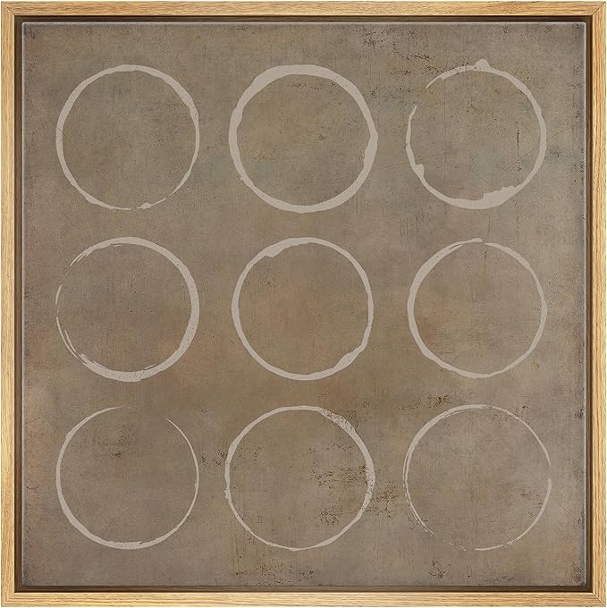 SIGNWIN Framed Canvas Print Wall Art Geometric Minimal Circle Spiral Pattern Abstract Shapes Illustration Modern Art Decorative Boho Relax/Zen for Living Room, Bedroom, Office - 24"x24" Natural