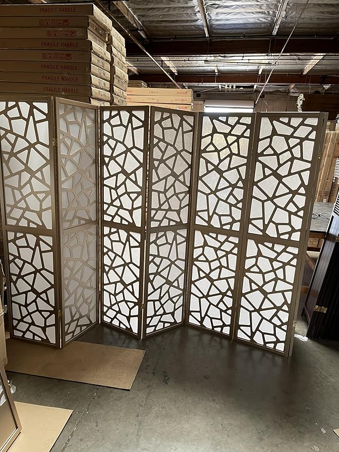 Mosaic Breeze Room Divider, 3-8 Panel (Gold, 6 Panel)