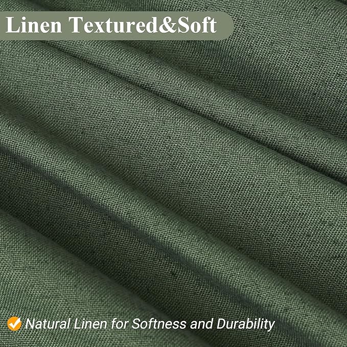 Naturoom 36 Inch Shower Curtain - Stall Narrow Half Green Linen Ultra Thick Fabric Shower Curtain Set with Hooks, Boho Farmhouse Rustic RV Camper Bath Curtains for Bathroom, Olive Green, 36x72