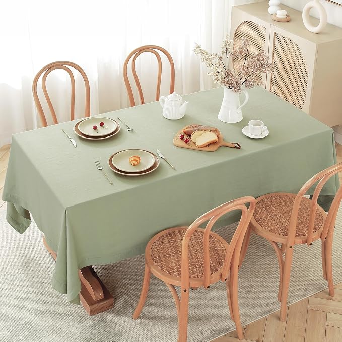 100% Pure Linen Tablecloths 60x90Inches,Rectangle Table Cloth for Dining,Picnic,Weddings and Restaurants,Durable Stonewashed Tablecloths (Re-Sage, Rectangle - 60 x 90 Inch)