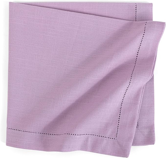 FINGERCRAFT Cloth Napkin Hemstitched 20x20 Inch Generous Picot Hem, Mitred Corner, Everyday Use Premium Quality High GSM and Good Absorbency Set of 12 Easter Color Lavender