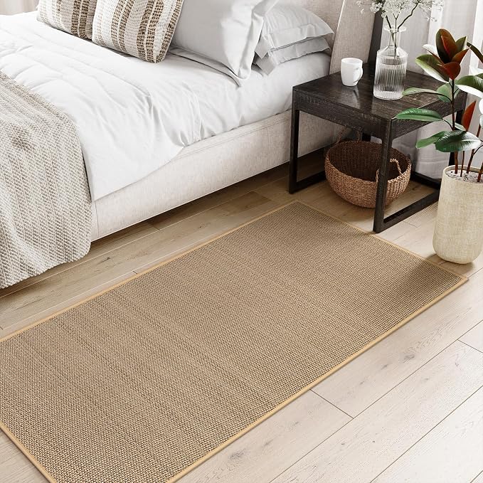 Lahome Noe Farmhouse Kitchen Runner, 2x5 Entryway Runner Rug Non Slip for Entryway Indoor Washable Carpet for Hallway Neutral Rug Runner Kitchen Mats for Floor Entry Bathroom, Beige