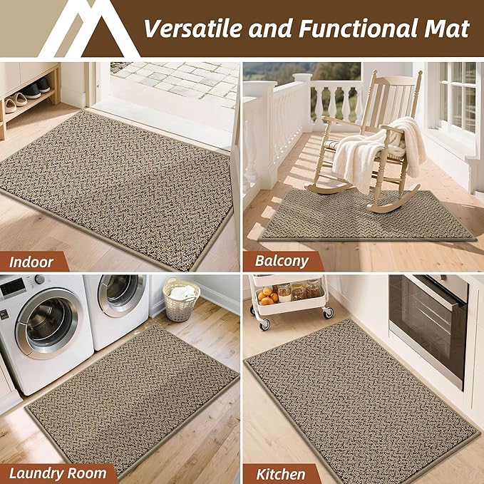 COSY HOMEER Door Mat 20" x 32", Non Slip Absorbent Entryway Rugs, Dirt Trapper Doormats, Washable Entrance Mats, Low Pile Welcome Floor Mat for Front Back Door and Entry Mats,Taupe