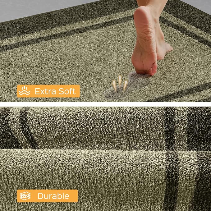 anllugs Kitchen Rugs 24" x 36", Non-Slip Machine Washable Kitchen Runner Rugs Floor Mats, Absorbent Comfort Standing Mats for Kitchen, Sink, Laundry and Hallway, Budding Green & Sage Green