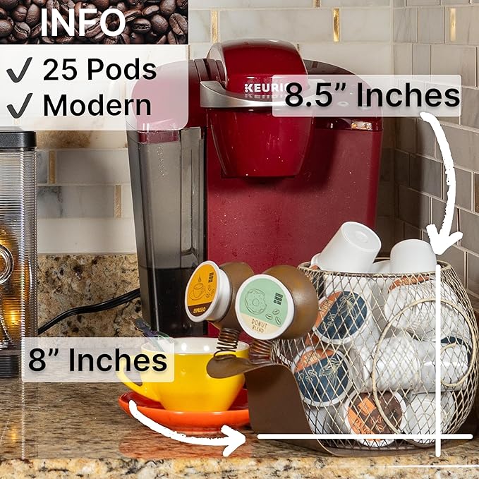 Made Easy Kit Coffee Pod Basket Organizer Practical Decoration - Compatible with Keurig K-Cup Pods & Capsules - Home Cafe Bar Decor Useful Kitchen Countertop Freestanding (Snail)