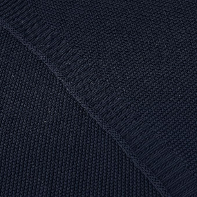 Longhui bedding Dark Navy Blue Cotton Cable Knit Throw Blanket for Couch Sofa Bed, Lightweight Home Decorative Throws, Bonus Laundering Bag, 60 x 80 Machine Washable