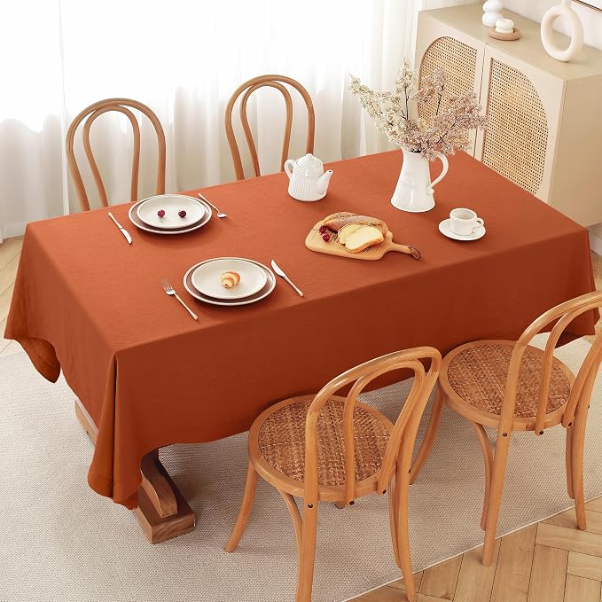100% Pure French Linen Tablecloths 55x55inch Durable Stonewashed Square Table Clothes for Dining Kitchen and Parties (SQ-Caramel, Square - 55 x 55 Inch)
